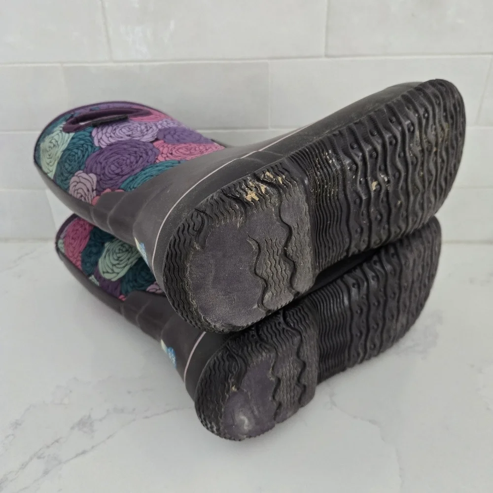 Bogs Classic High Handles Rosey Purple Floral Waterproof Insulated Snow Boots 4